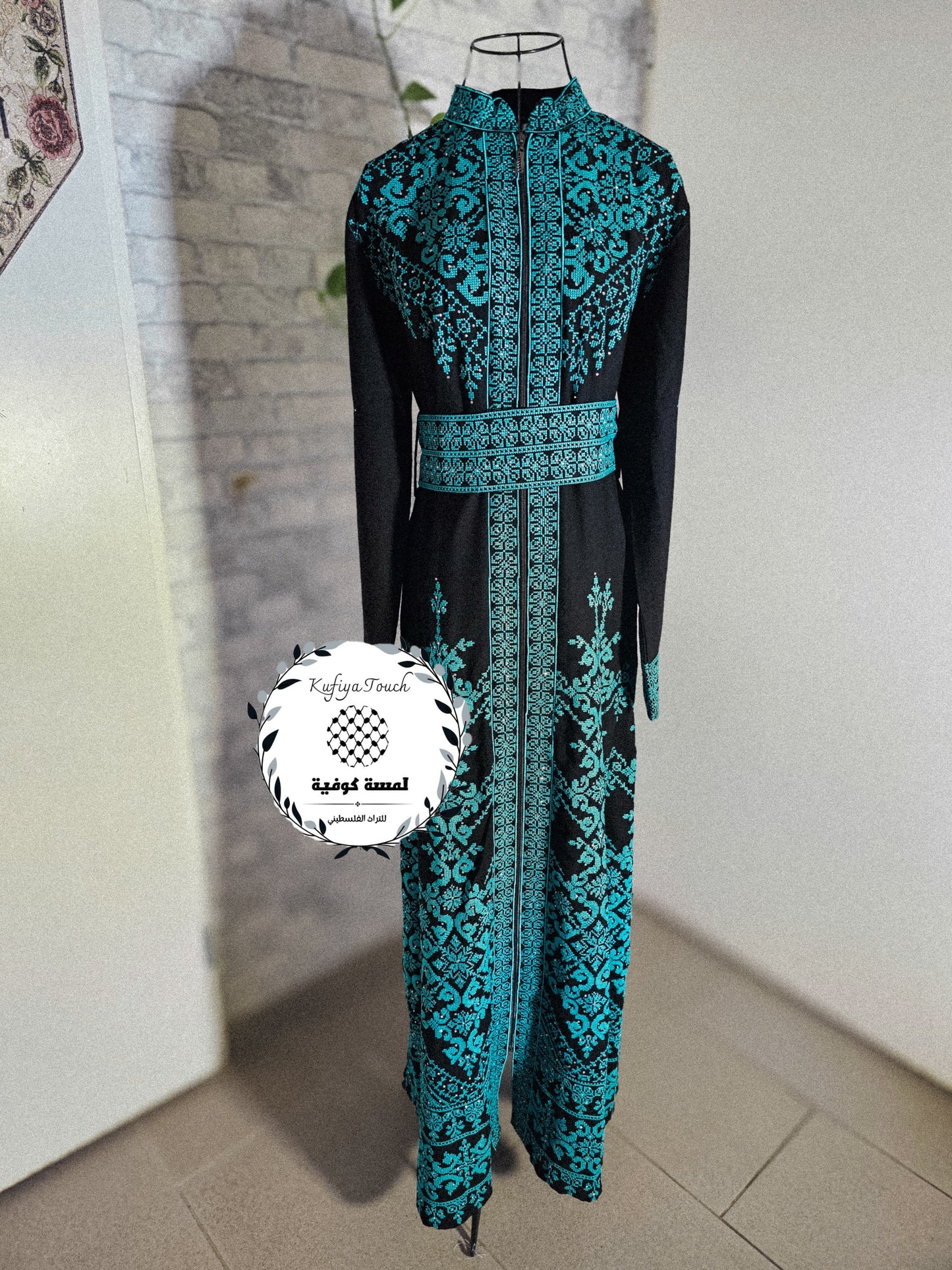 zwart-blauw rits thobe