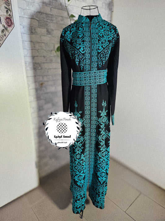 zwart-blauw rits thobe