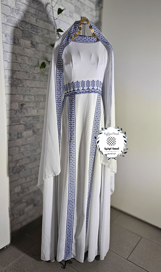 wit-blauw thobe